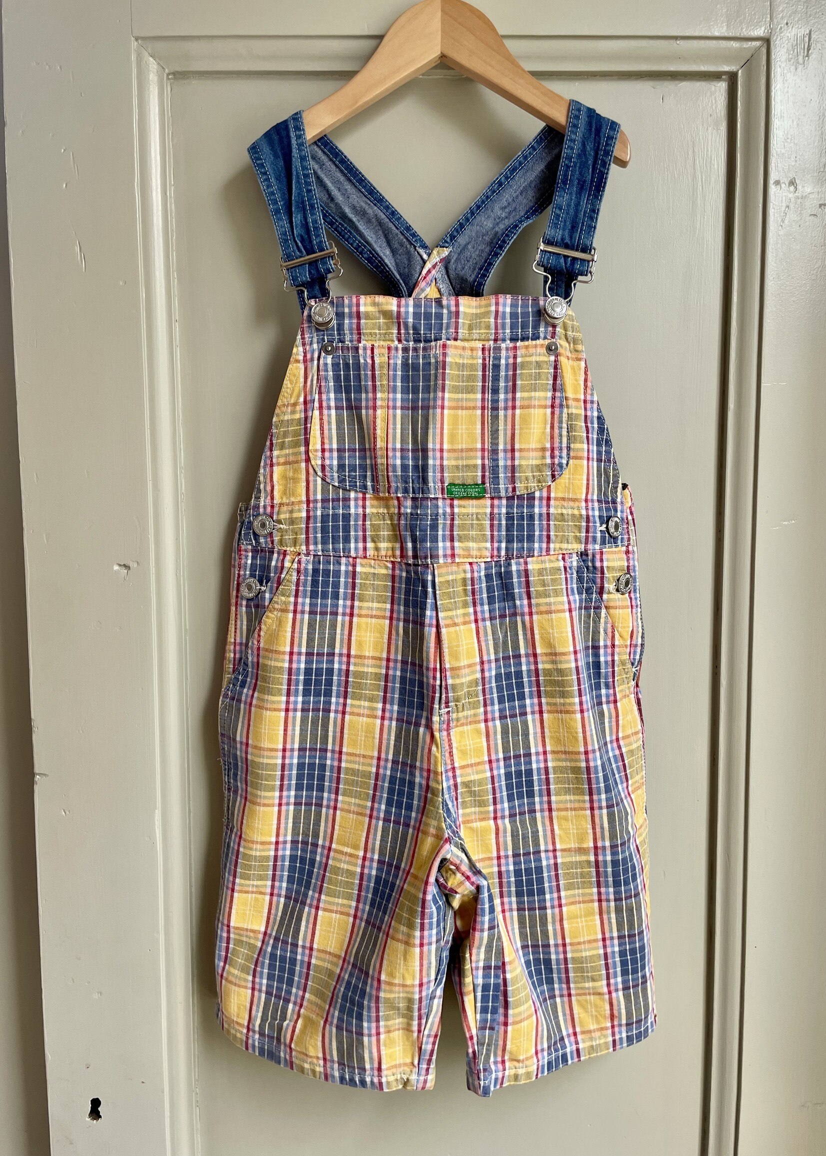United Colors of Benetton Checked Denim Shortall 4-6y