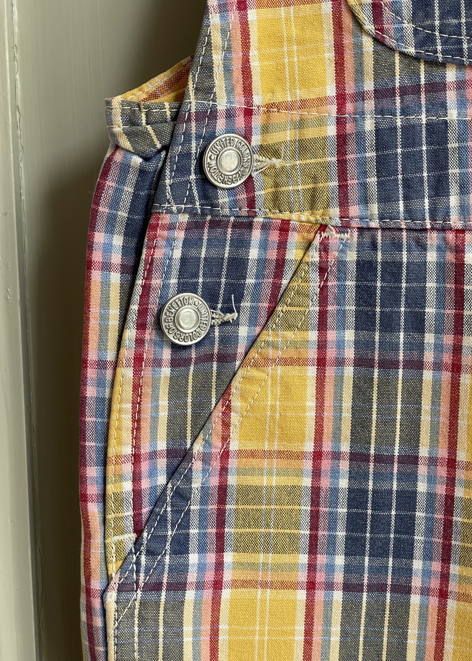 United Colors of Benetton Checked Denim Shortall 4-6y