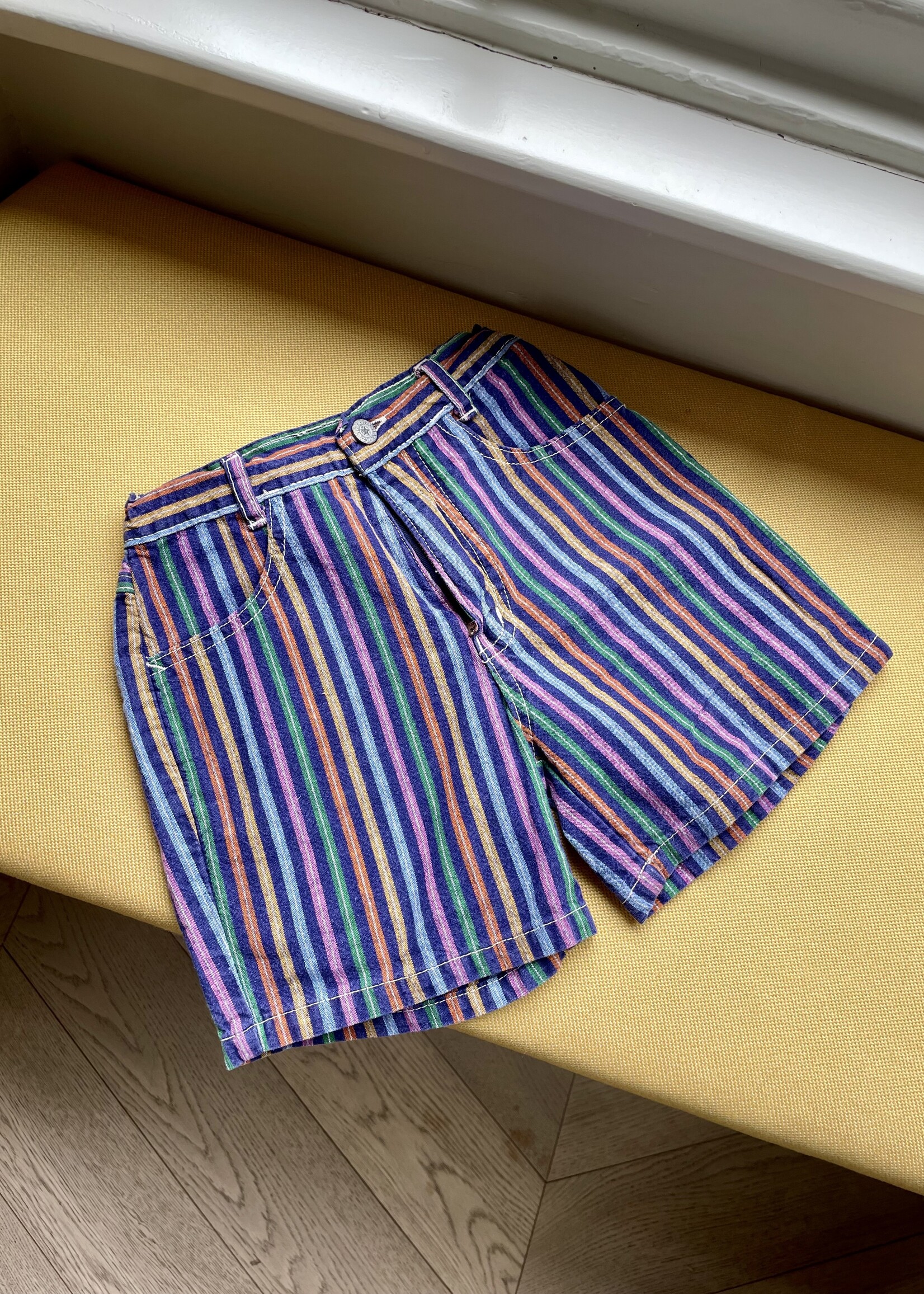 Vintage Striped Coloured Denim Shorts 3y