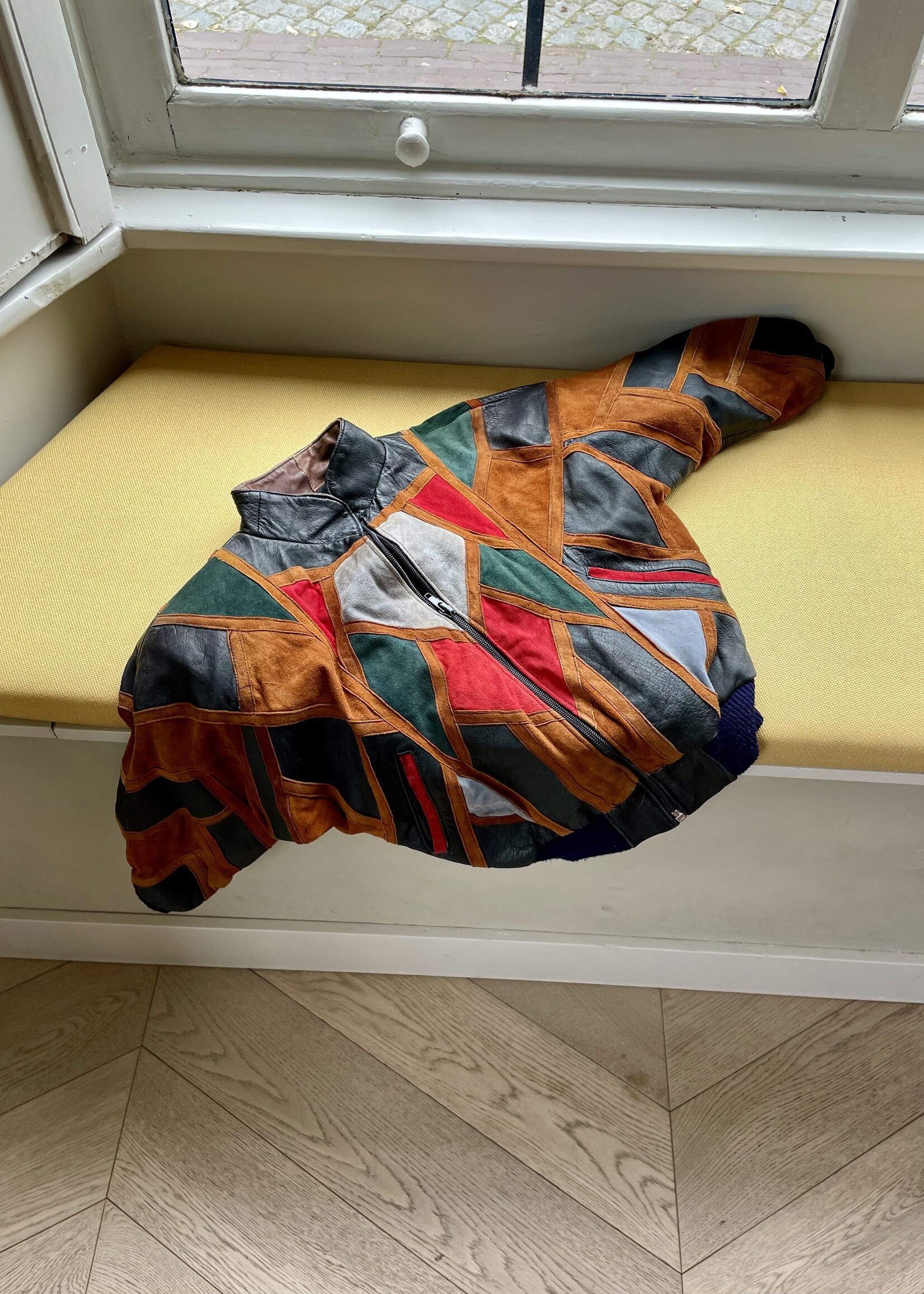 Vintage Patchwork Leather Bomber jacket 2-3y