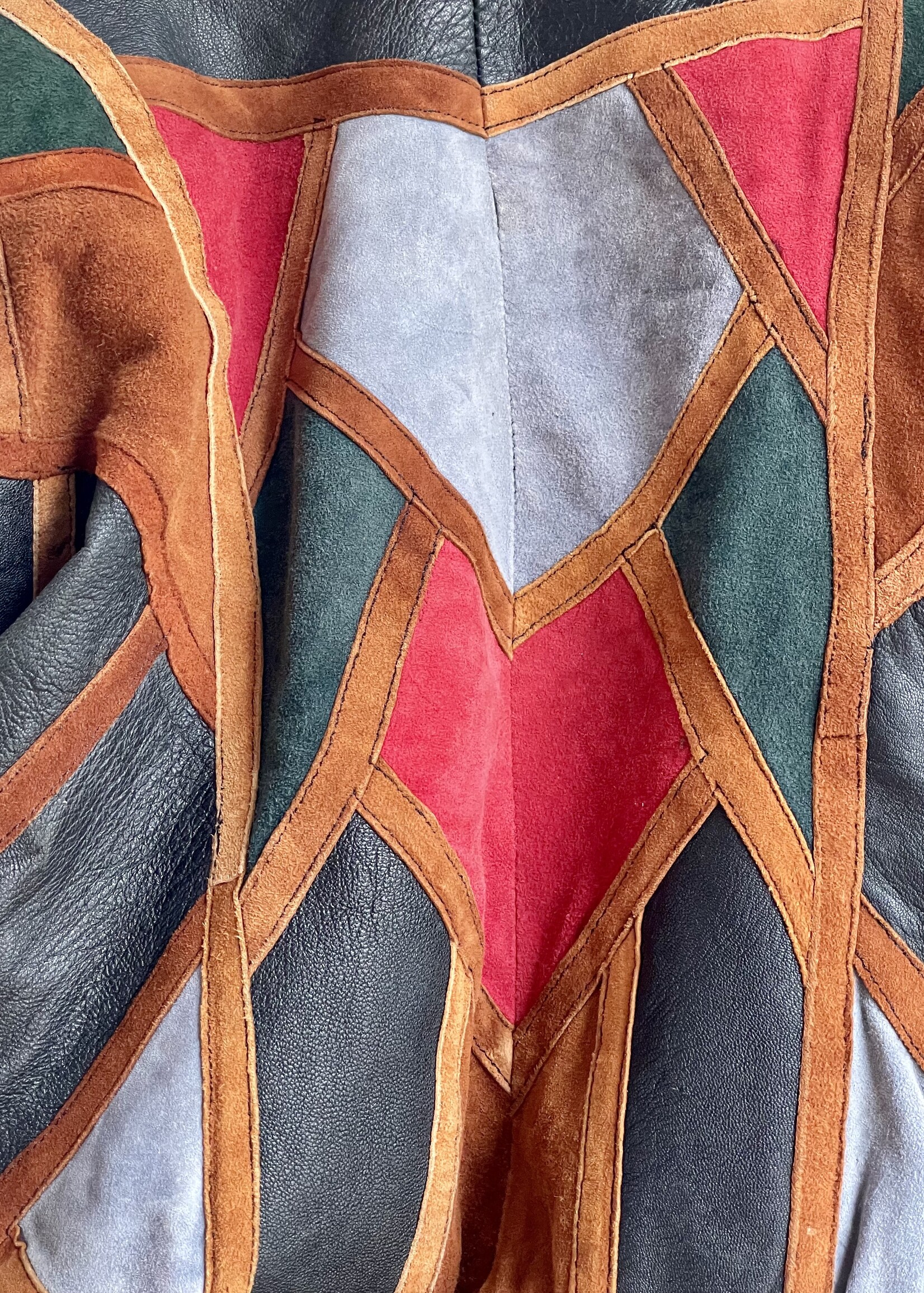 Vintage Patchwork Leather Bomber jacket 2-3y