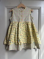 Vintage Yellow Checked Floral Dress 2y