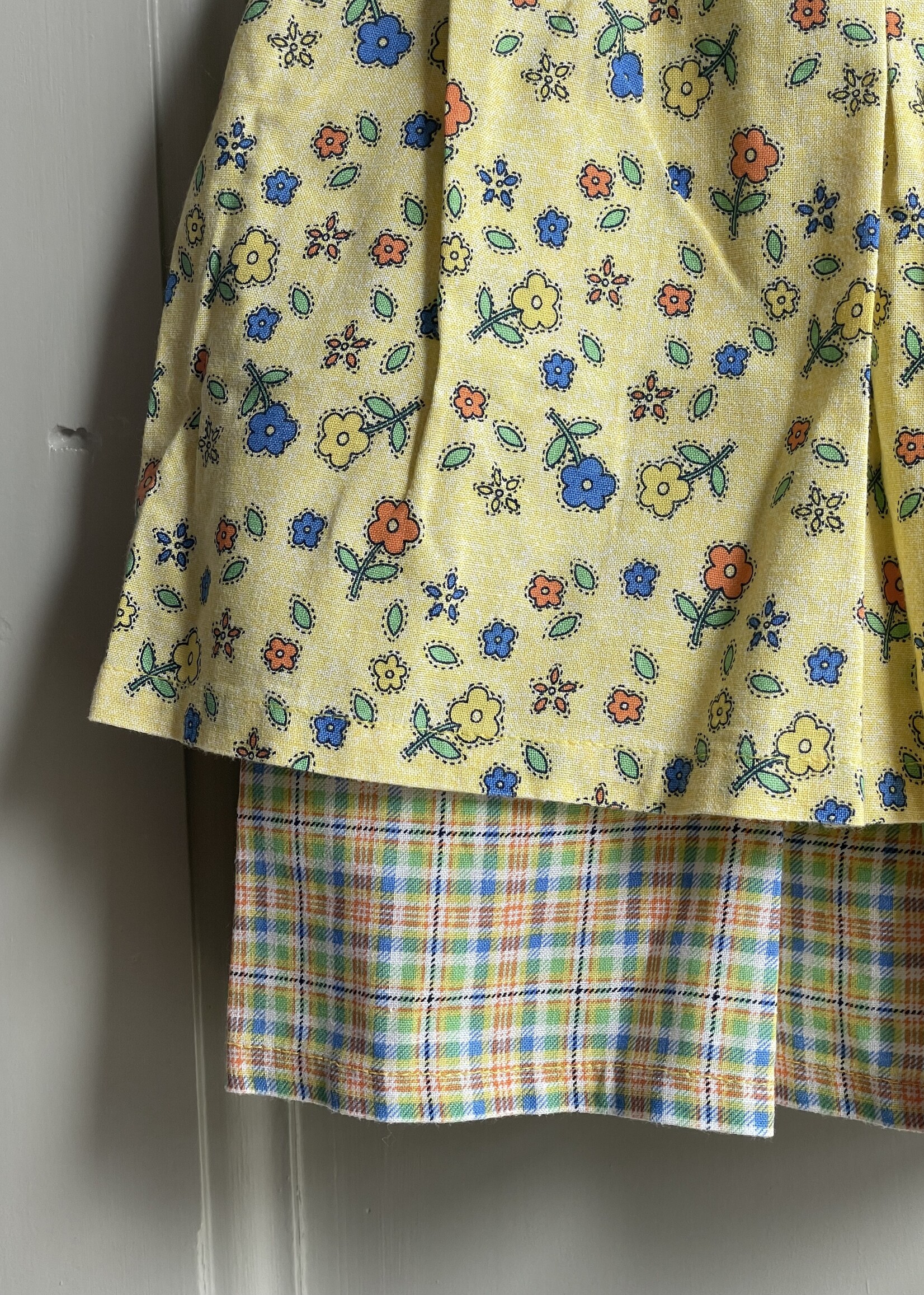 Vintage Yellow Checked Floral Dress 2y
