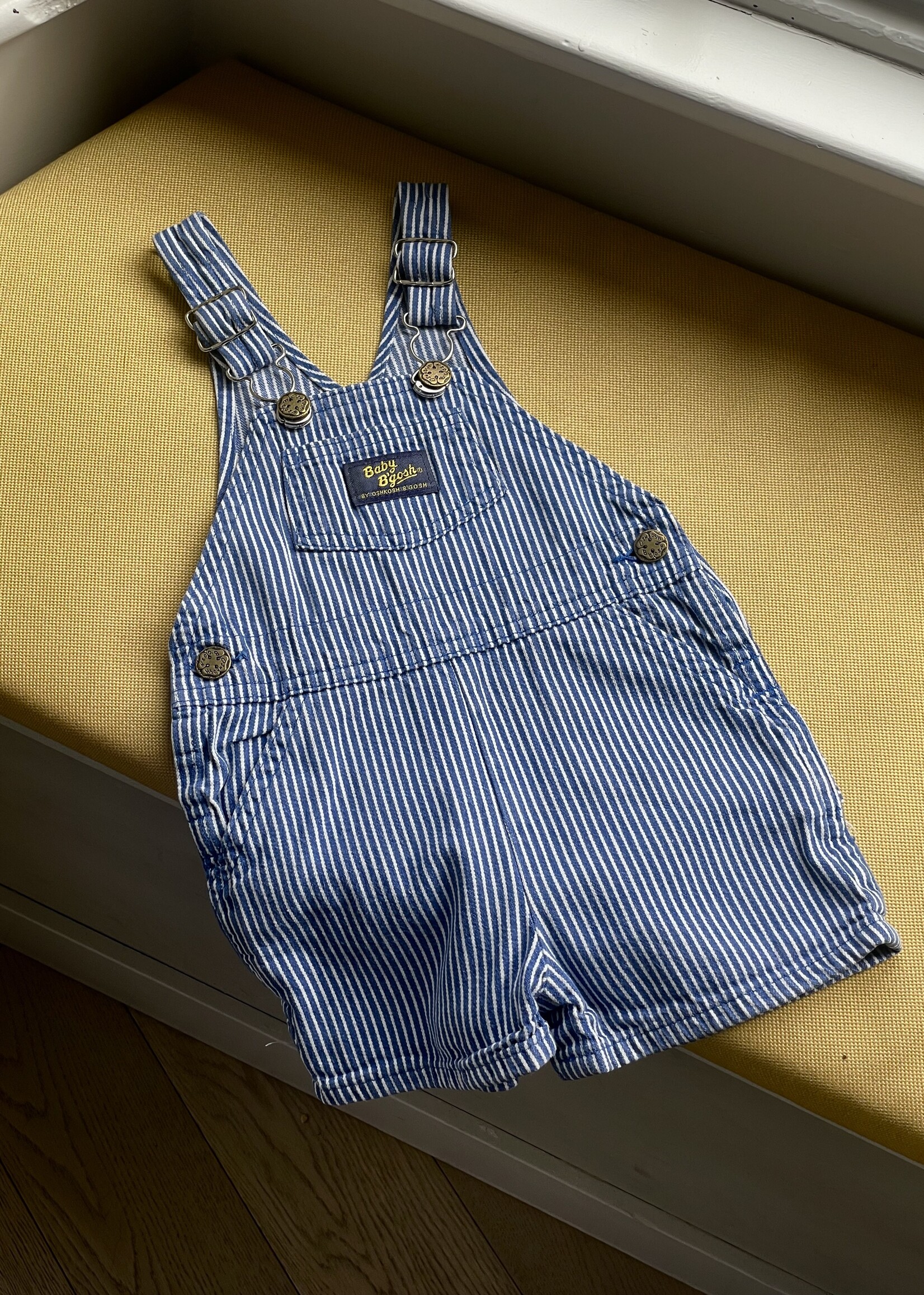 OshKosh USA Classic Striped Denim Shortall 12-18m