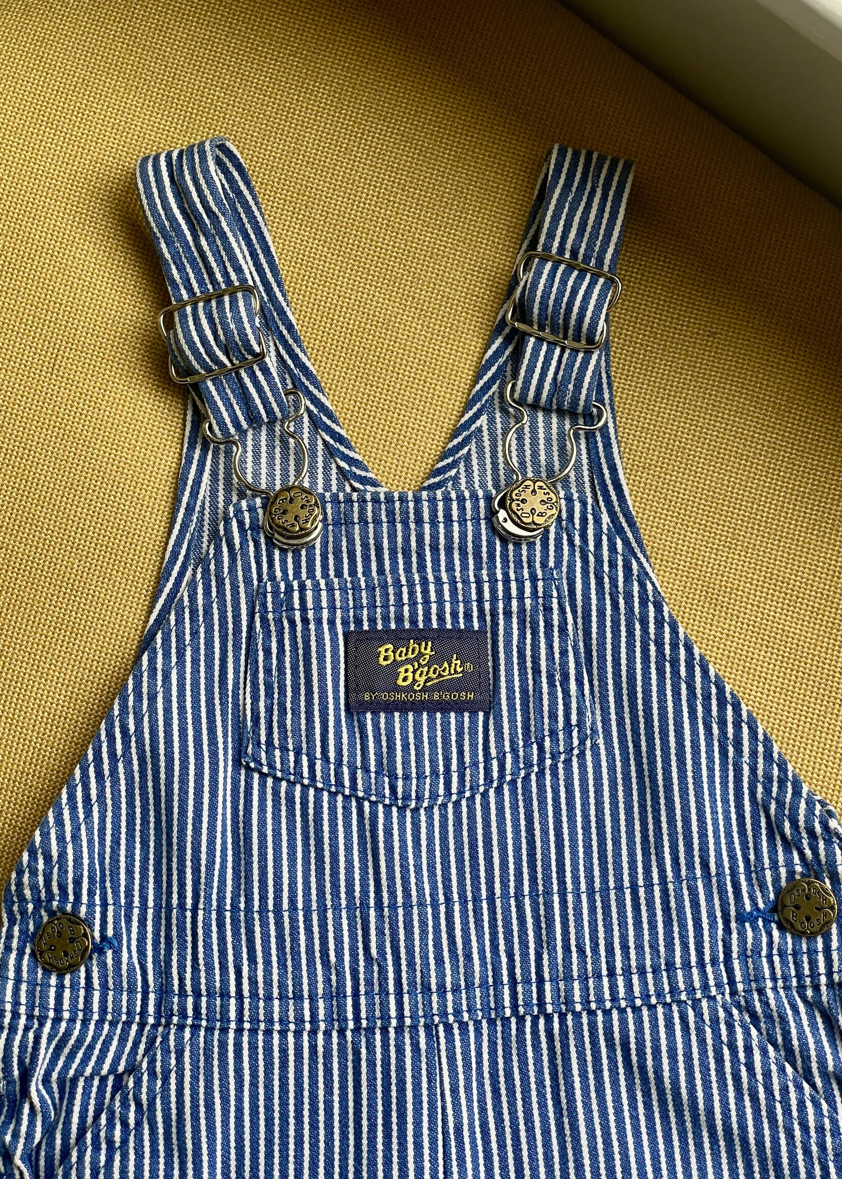 OshKosh USA Classic Striped Denim Shortall 12-18m