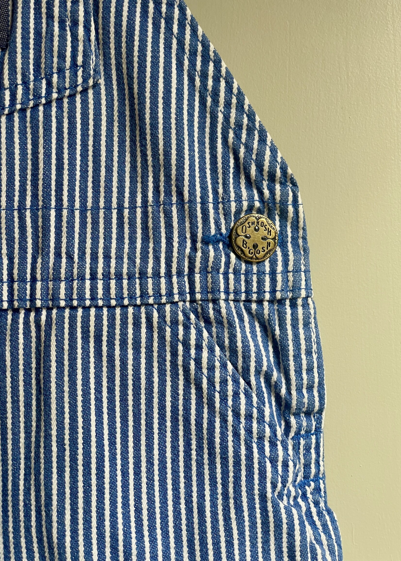 OshKosh USA Classic Striped Denim Shortall 12-18m