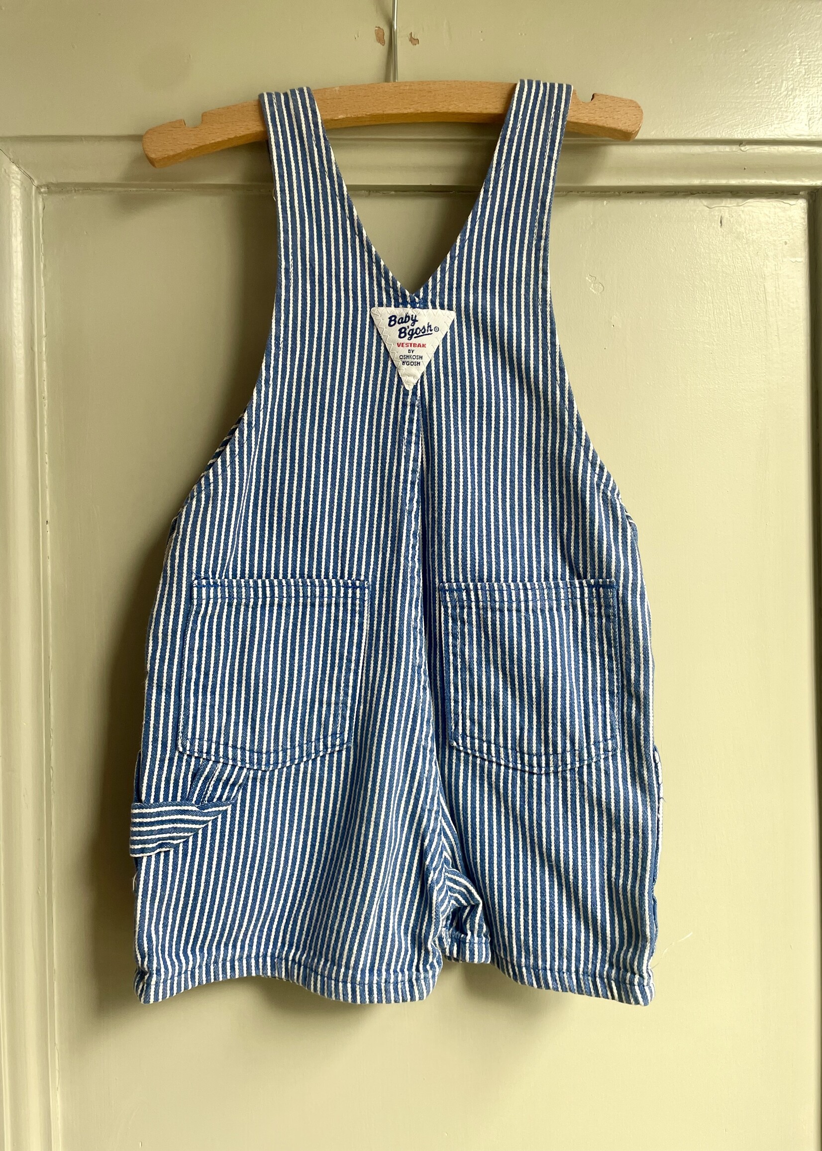 OshKosh USA Classic Striped Denim Shortall 12-18m
