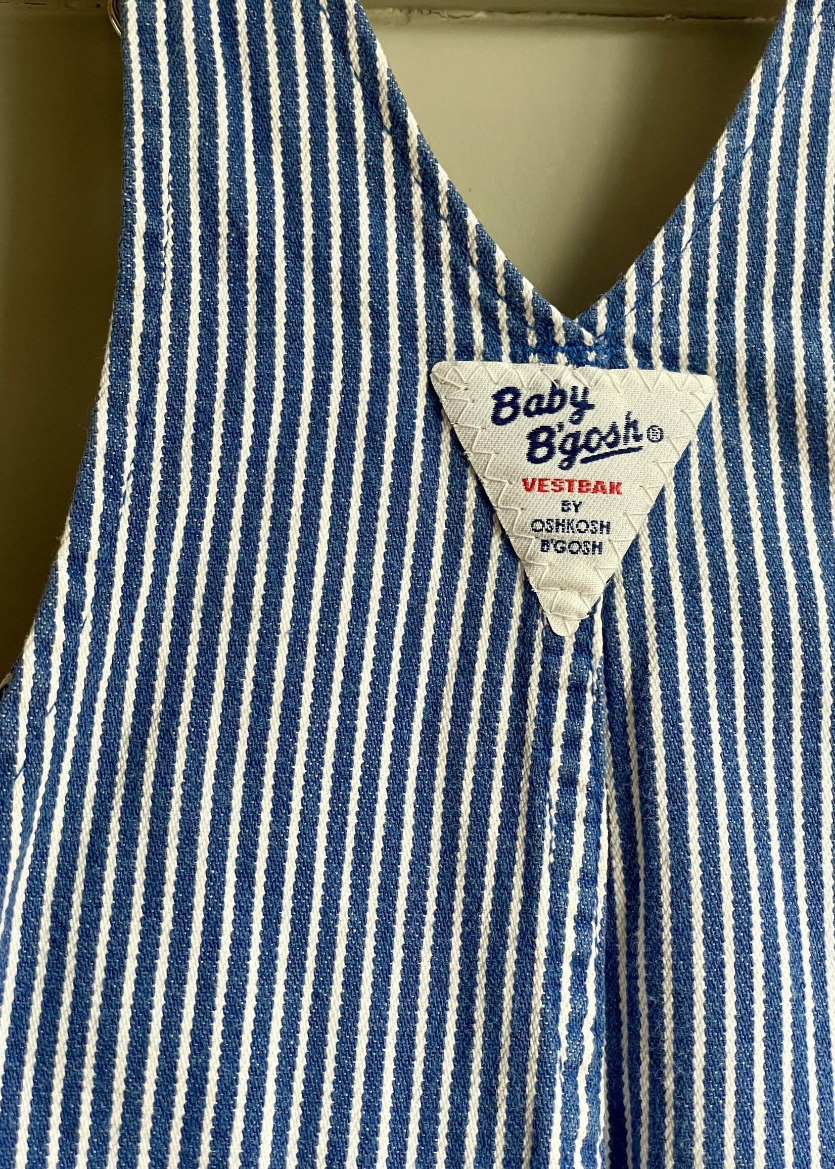 OshKosh USA Classic Striped Denim Shortall 12-18m