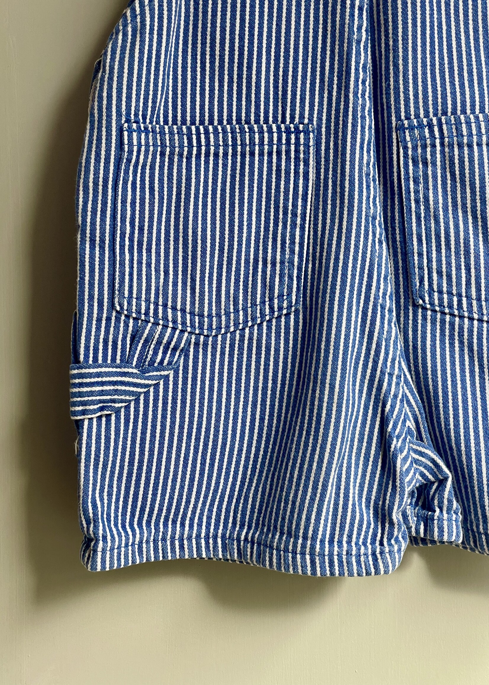 OshKosh USA Classic Striped Denim Shortall 12-18m
