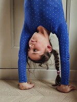 Vintage Blue Shiny Hearts Gym Piece 10-12y