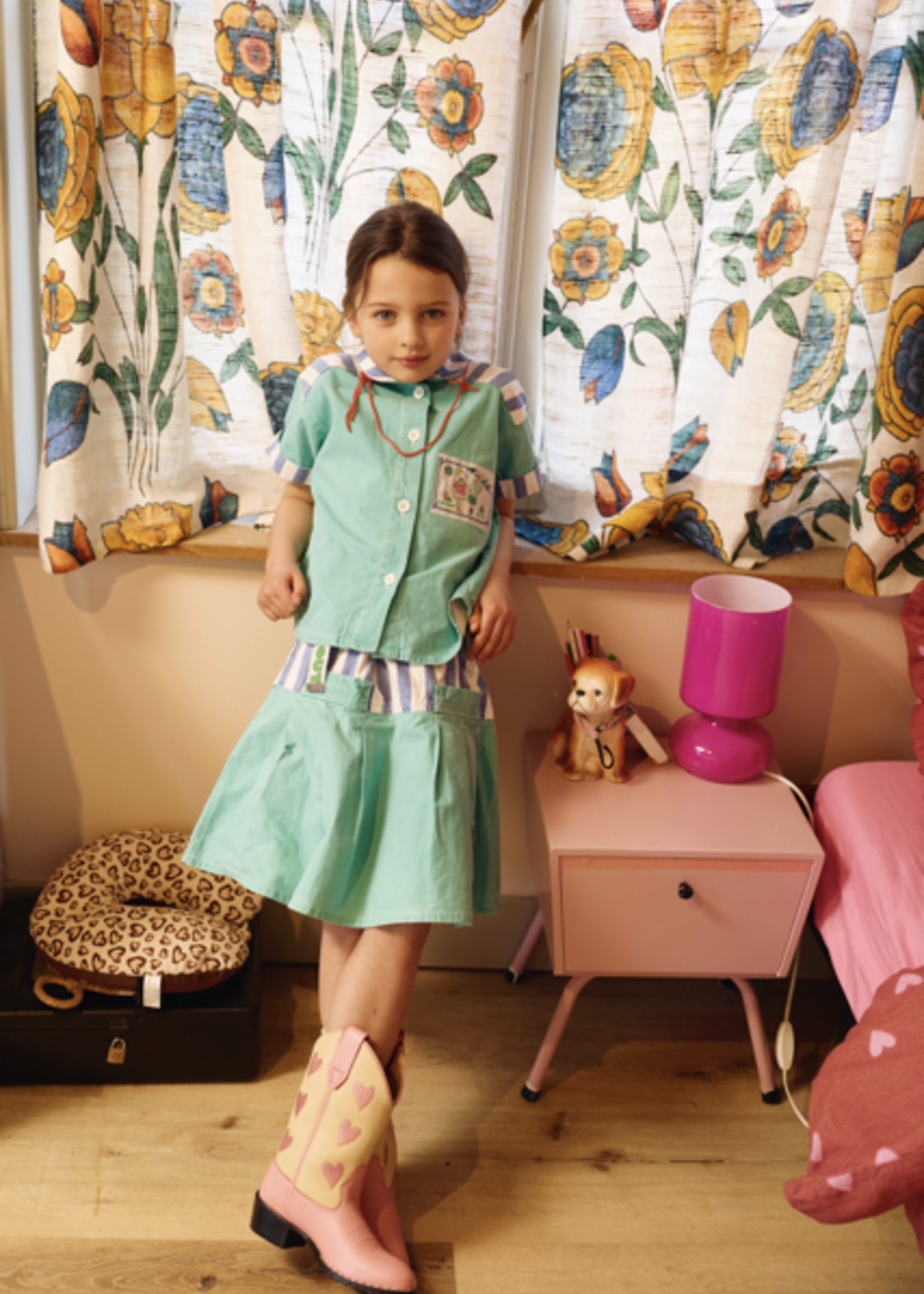 Vintage Turquoise Striped Sailor Set 6-8y