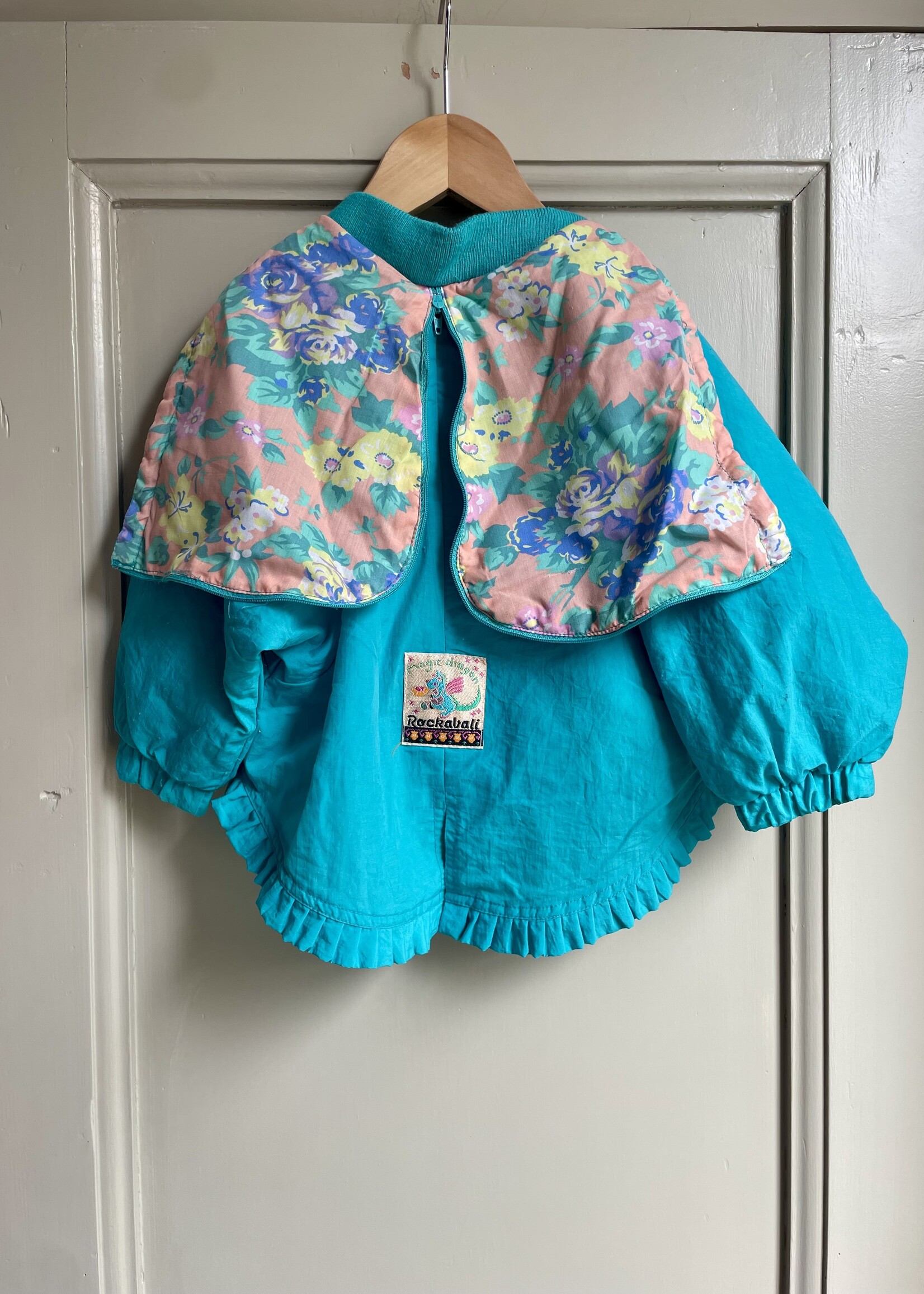 Vintage Blue/Green Floral Ruffle Sailor Dragon Jacket 12m  - Copy