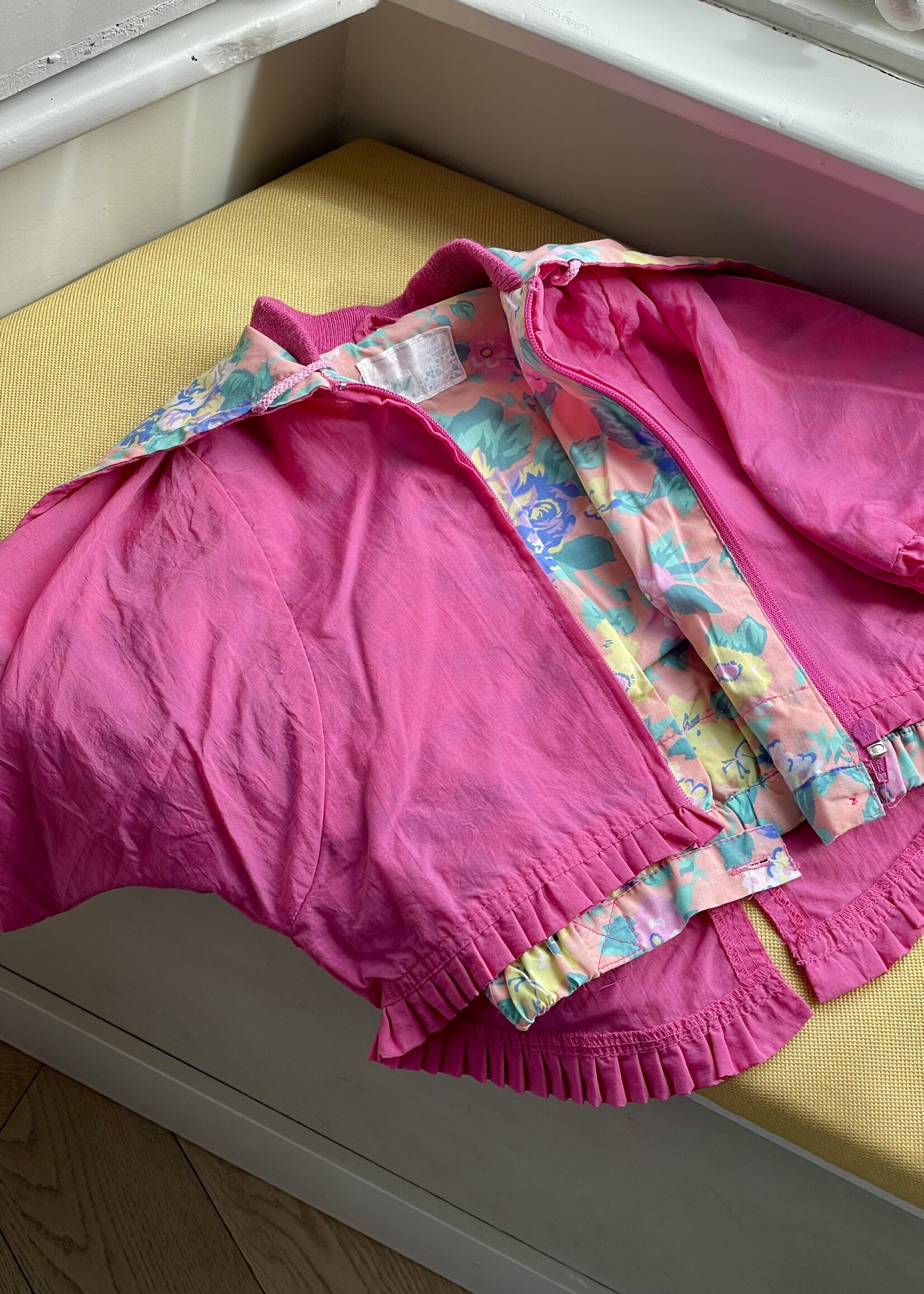 Vintage Pink Floral Ruffle Sailor Dragon Jacket 12m