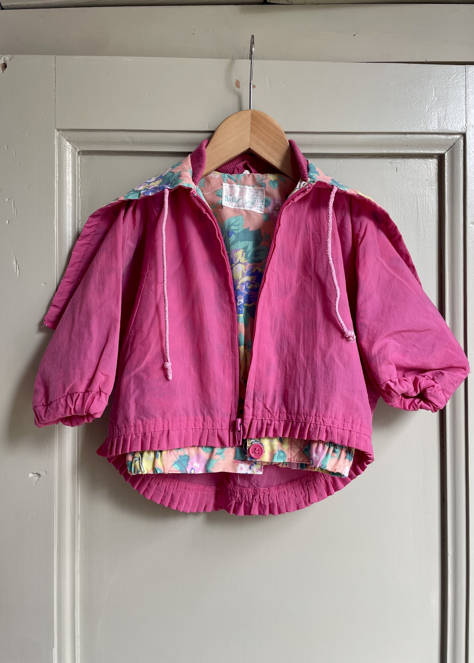 Vintage Pink Floral Ruffle Sailor Dragon Jacket 12m