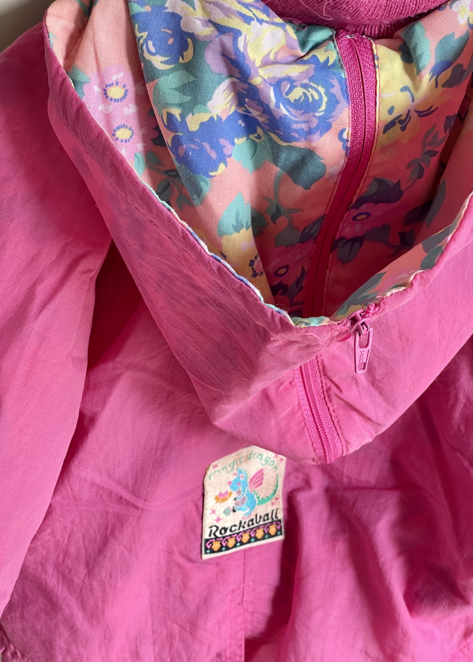 Vintage Pink Floral Ruffle Sailor Dragon Jacket 12m