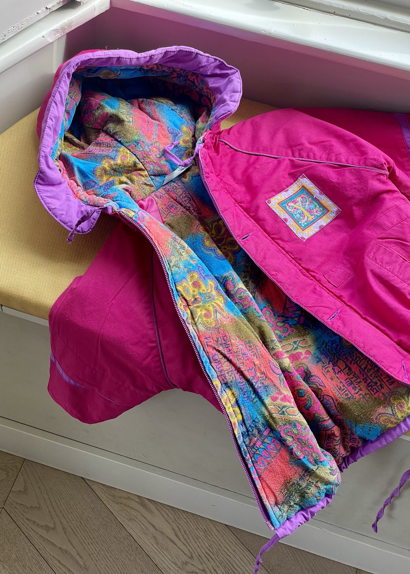 Vintage Pink Puffy Hooded Jacket 12m