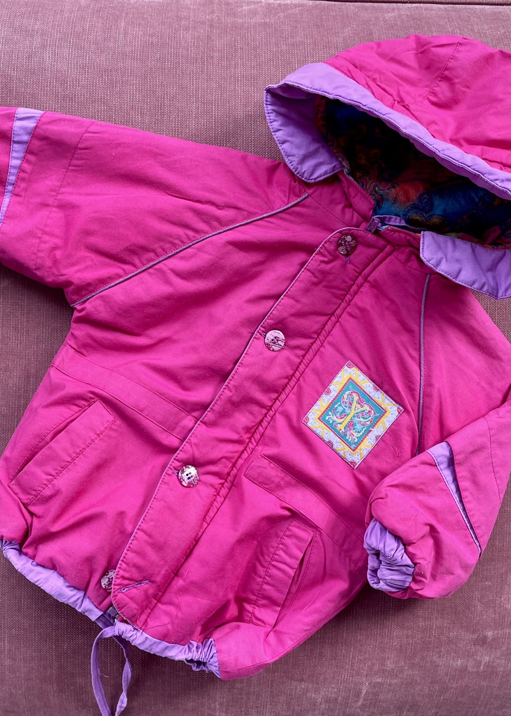 Vintage Pink Puffy Hooded Jacket 12m