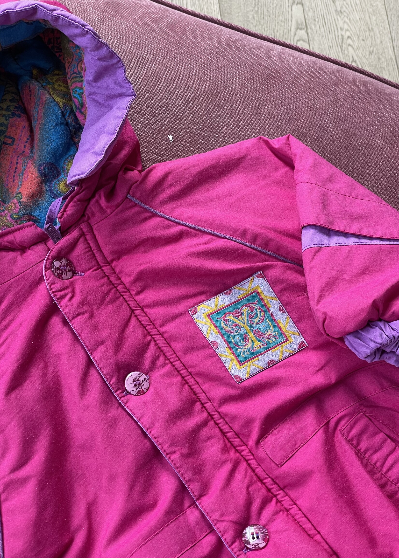 Vintage Pink Puffy Hooded Jacket 12m
