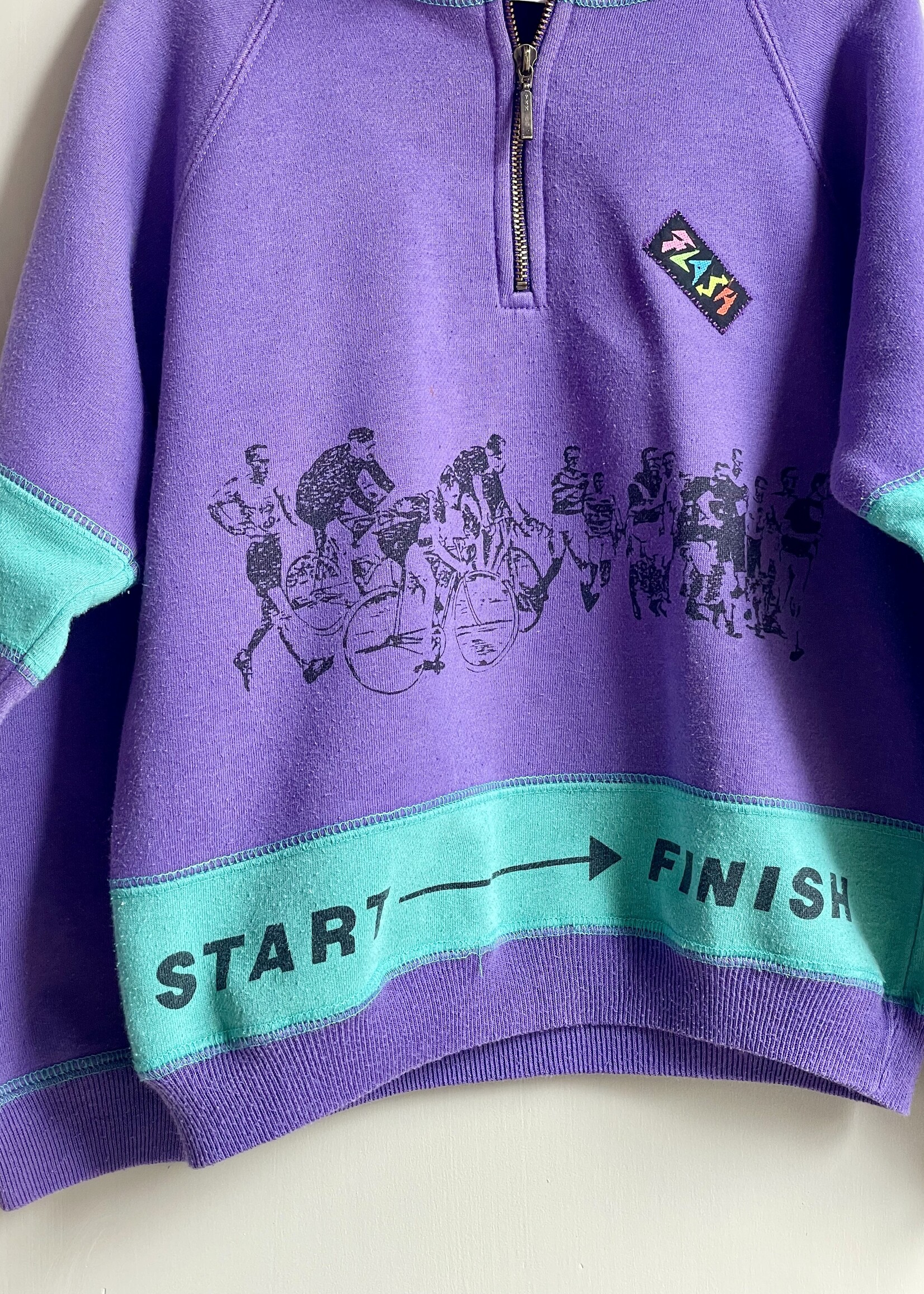 Vintage Purple Bicycle Zipper Flash Sweater 4-5y