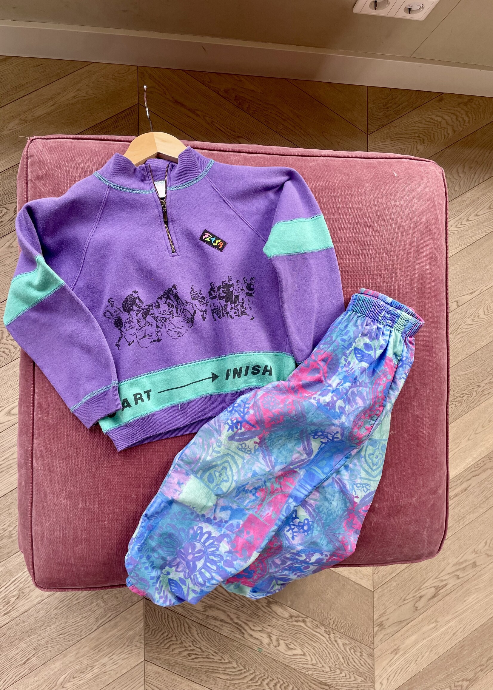 Vintage Purple Bicycle Zipper Flash Sweater 4-5y