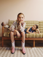 Vintage Floral blouse + Old Pink Bermuda Set 8y