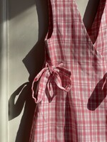 Vintage Checked Red  Wrap Dress 4-6y