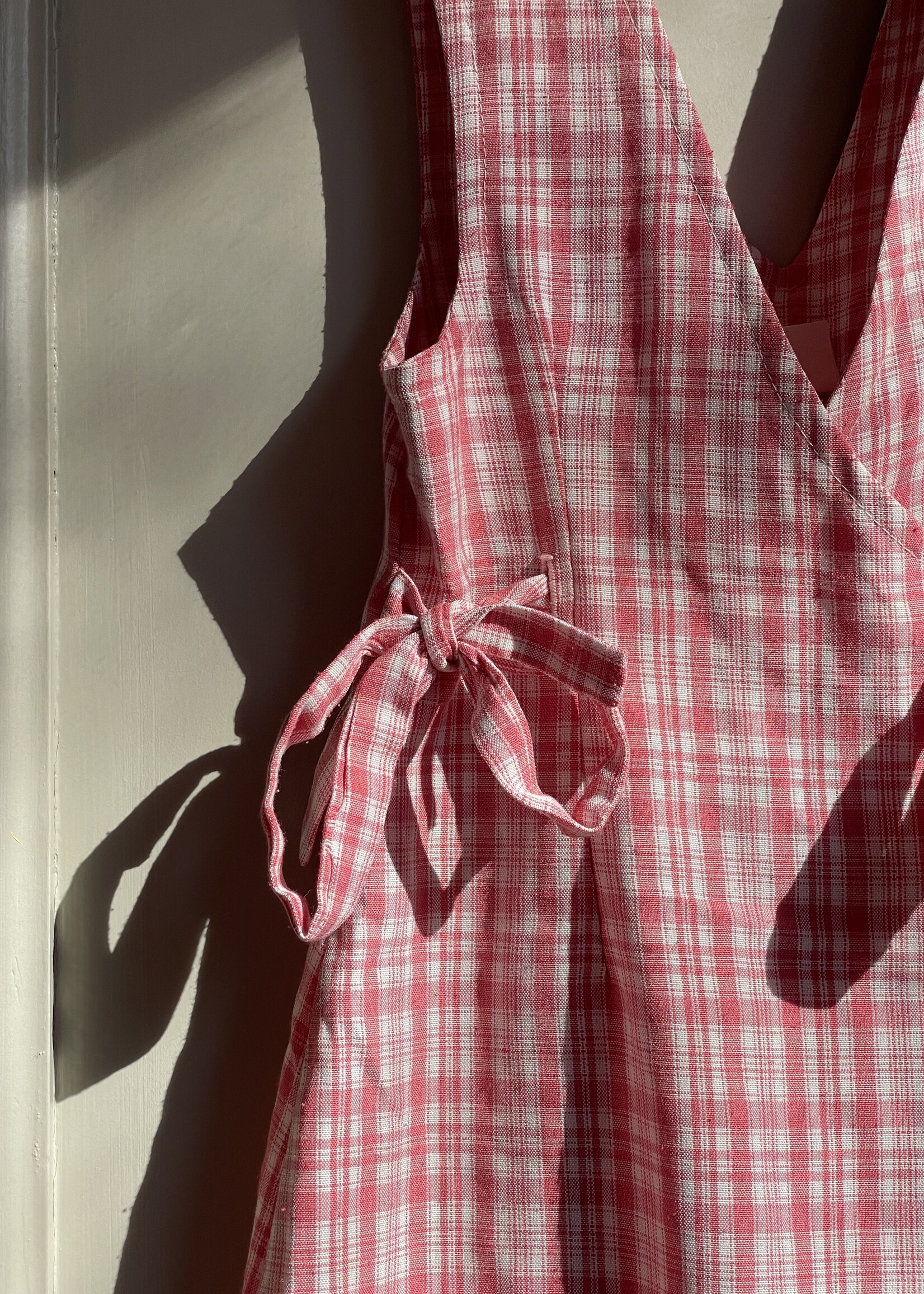 Vintage Checked Red  Wrap Dress 4-6y