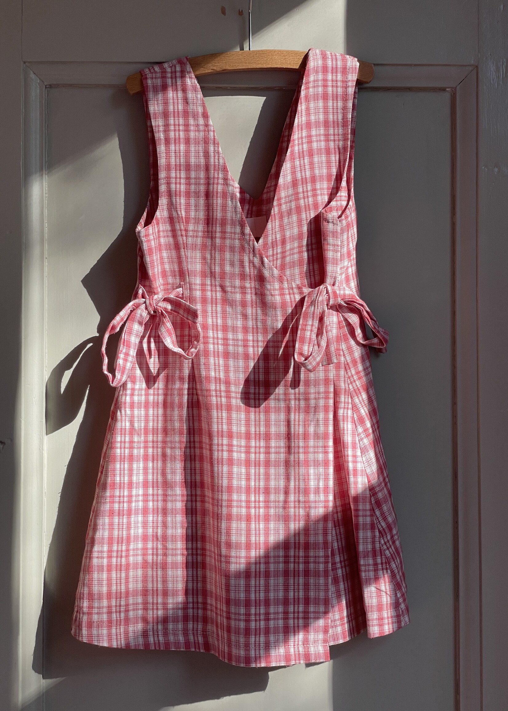 Vintage Checked Red  Wrap Dress 4-6y