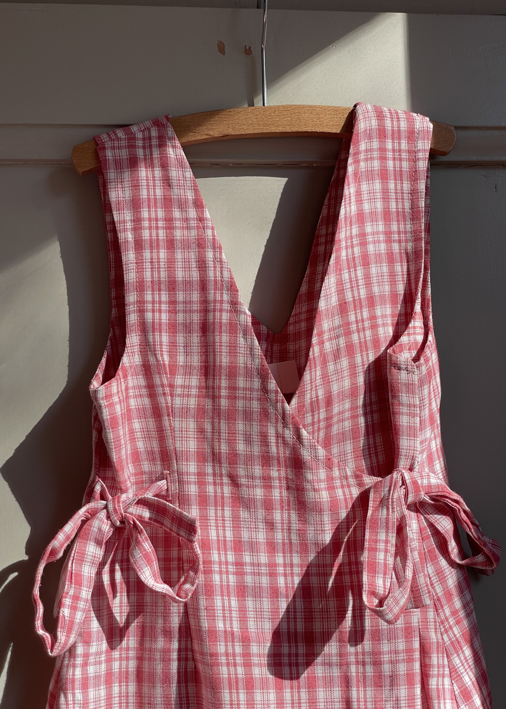 Vintage Checked Red  Wrap Dress 4-6y