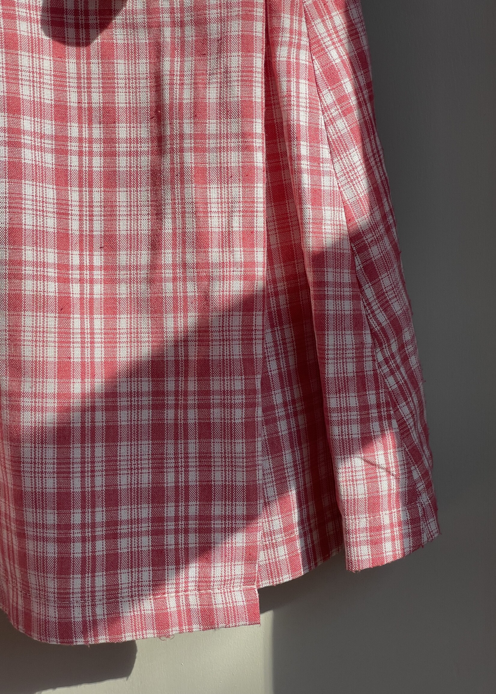 Vintage Checked Red  Wrap Dress 4-6y