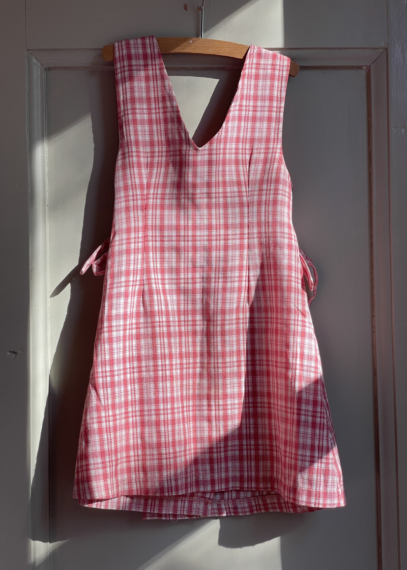 Vintage Checked Red  Wrap Dress 4-6y