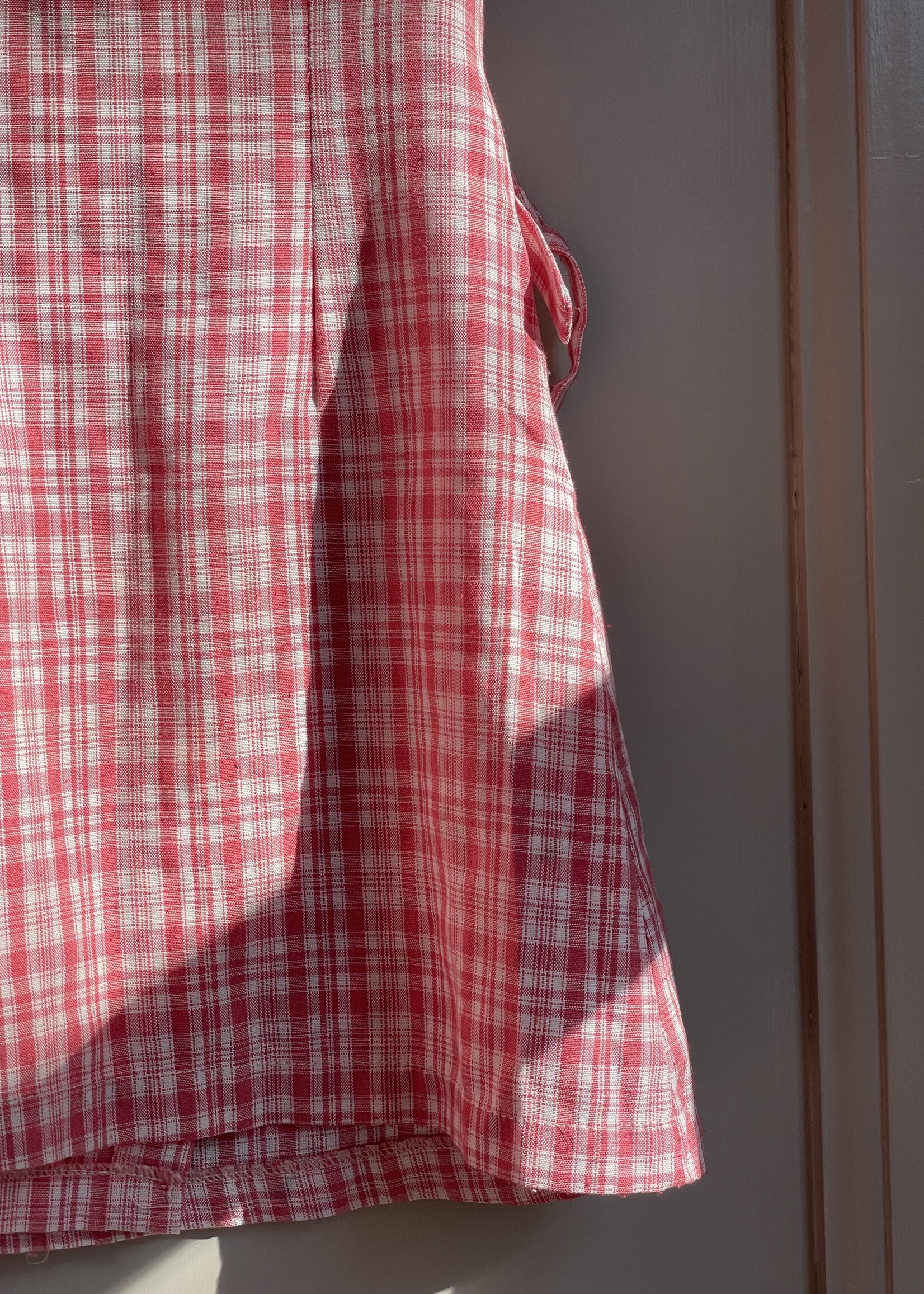 Vintage Checked Red  Wrap Dress 4-6y