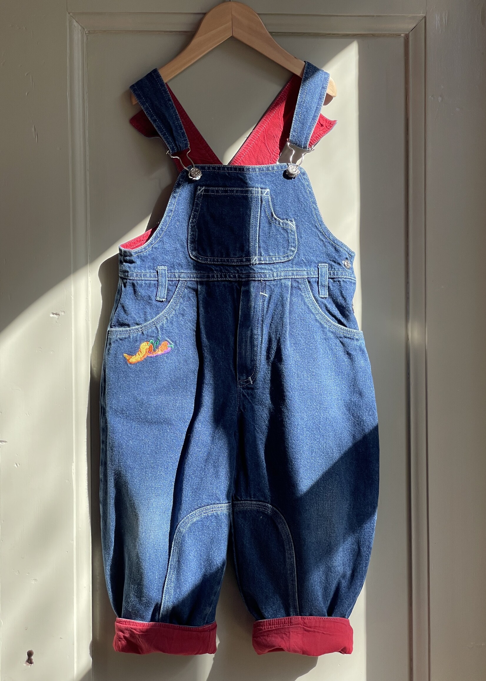 Vintage Dark Denim Bell Pepper Dungarees 3y