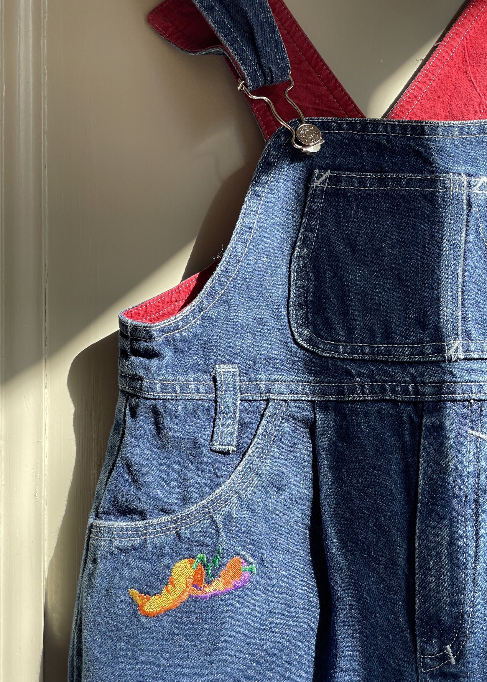 Vintage Dark Denim Bell Pepper Dungarees 3y