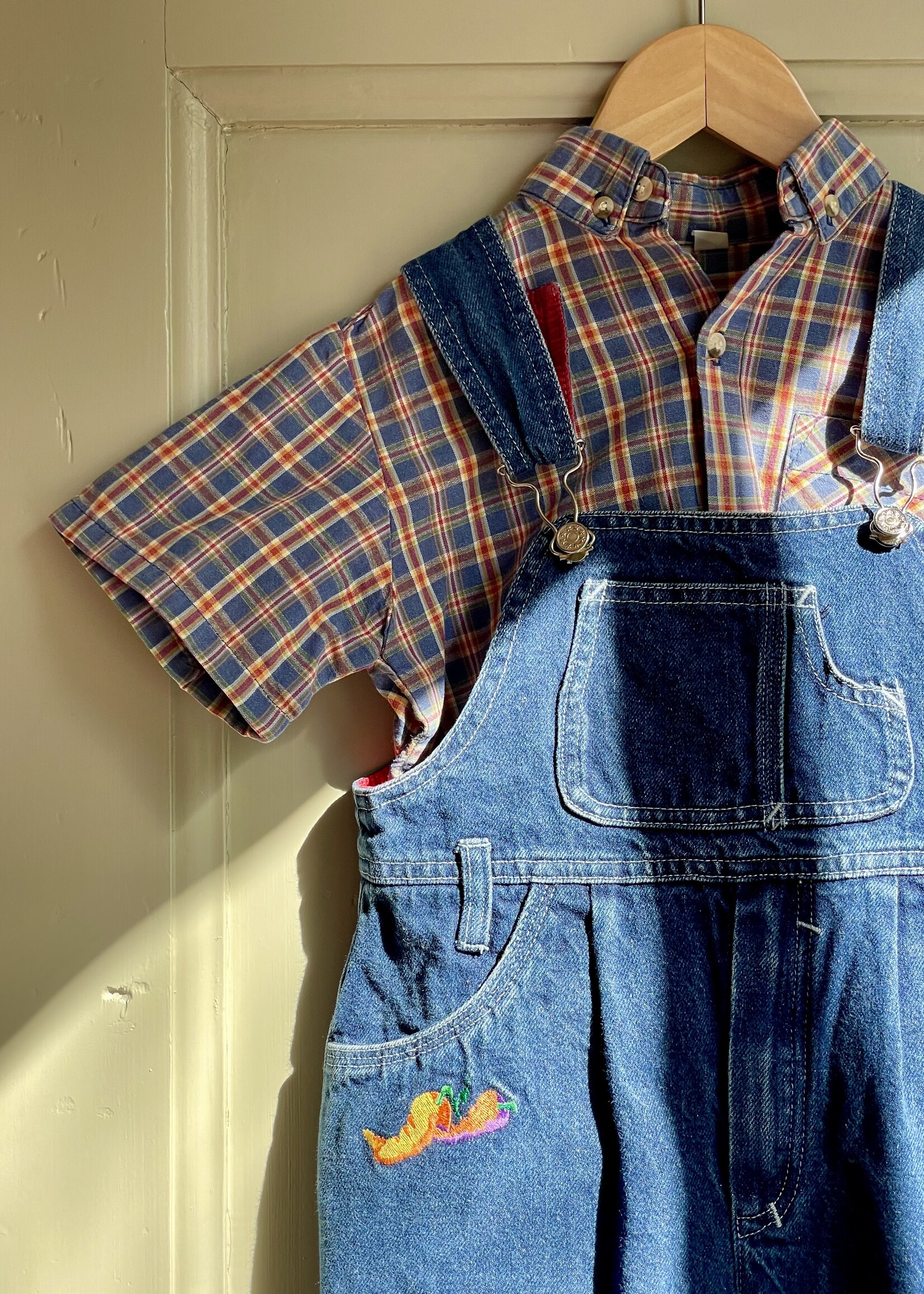 Vintage Dark Denim Bell Pepper Dungarees 3y