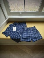 Handmade Navy Blue Checked Set 4-5y