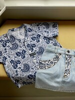Vintage Blue Floral Denim Set 3y