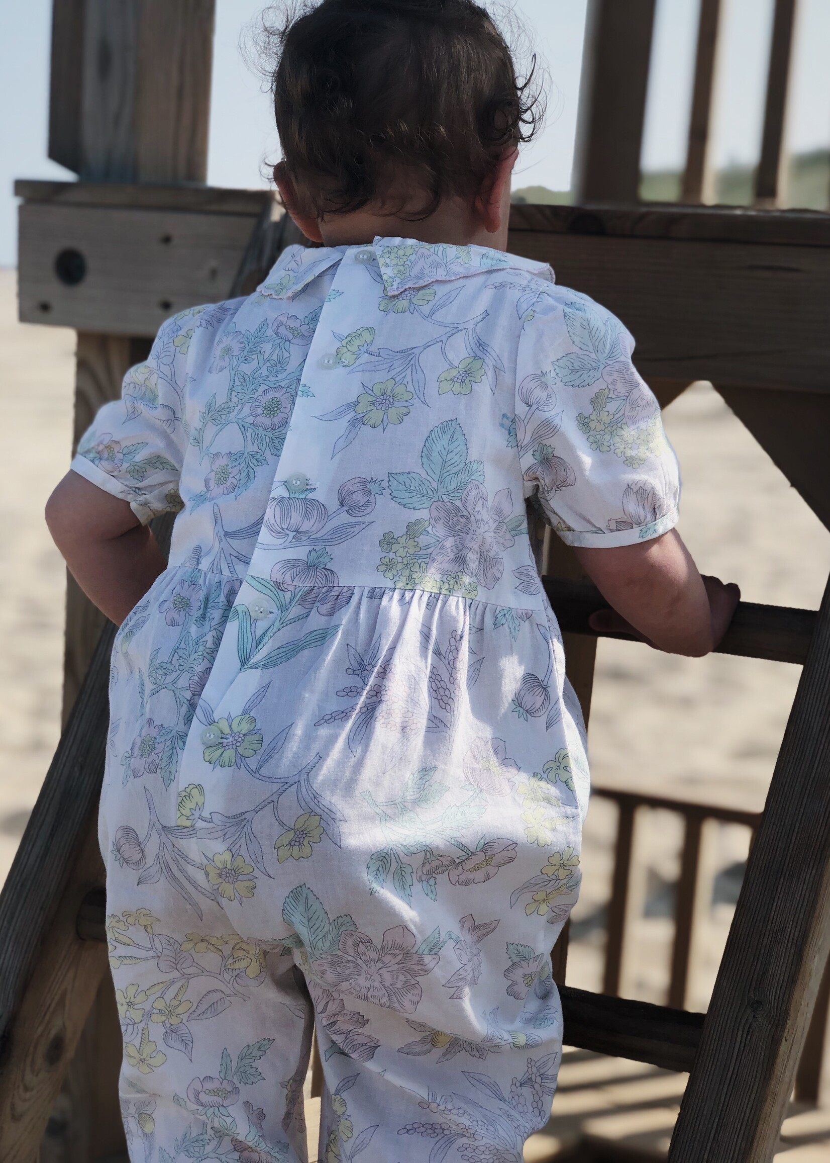 Vintage White Floral Playsuit 18-24m