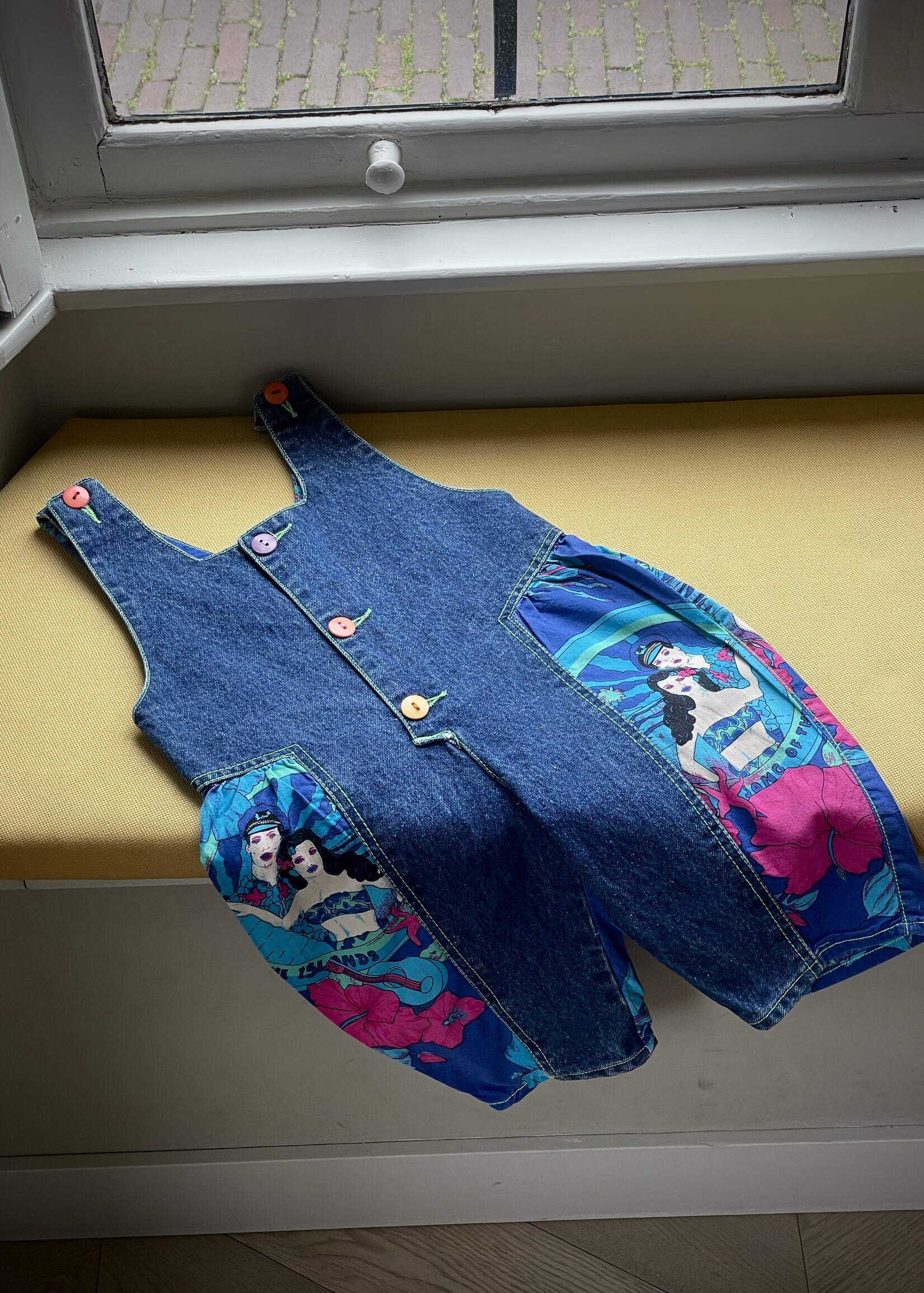 Vintage Denim Hawaiian Dungarees 12-18m