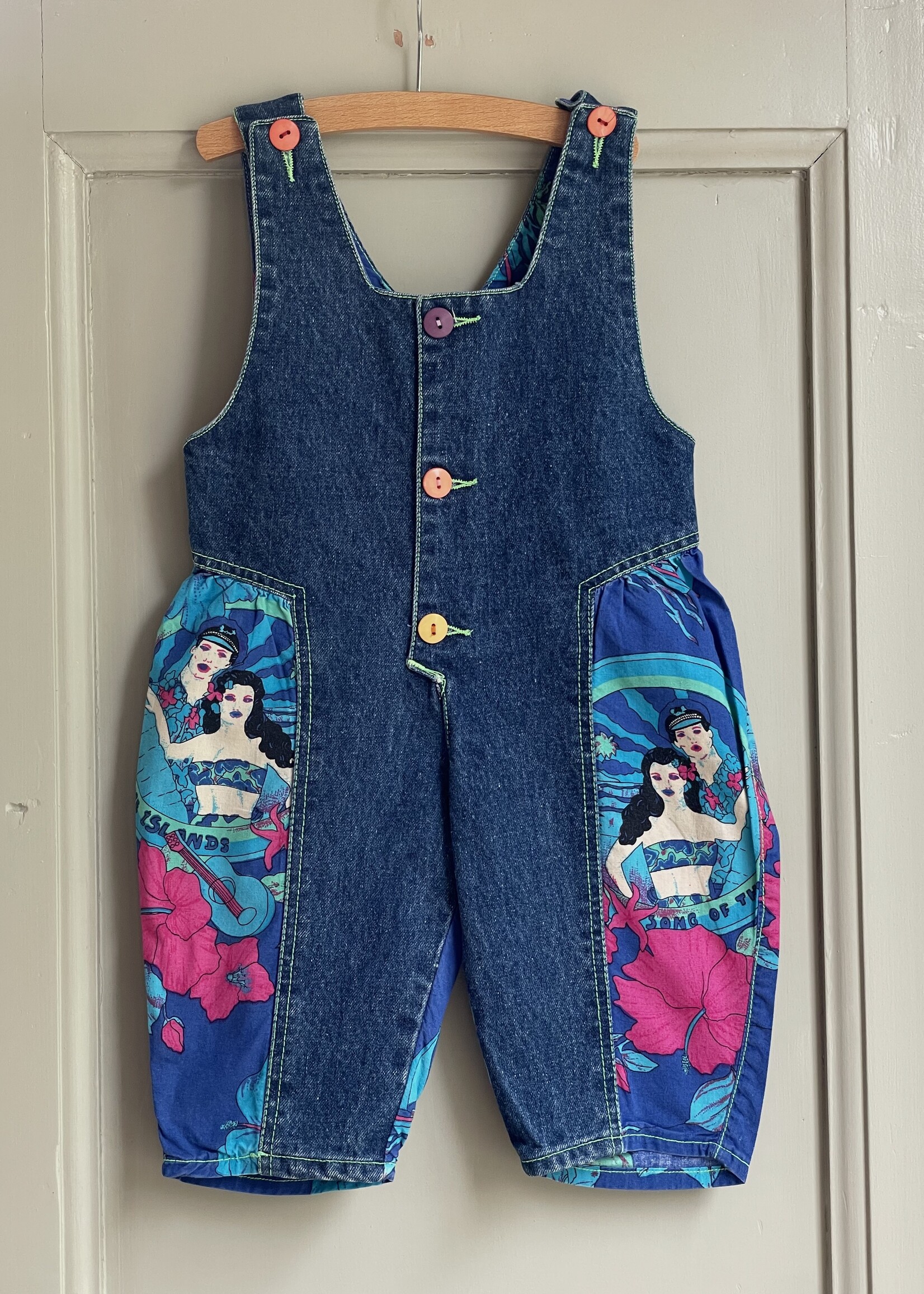 Vintage Denim Hawaiian Dungarees 12-18m