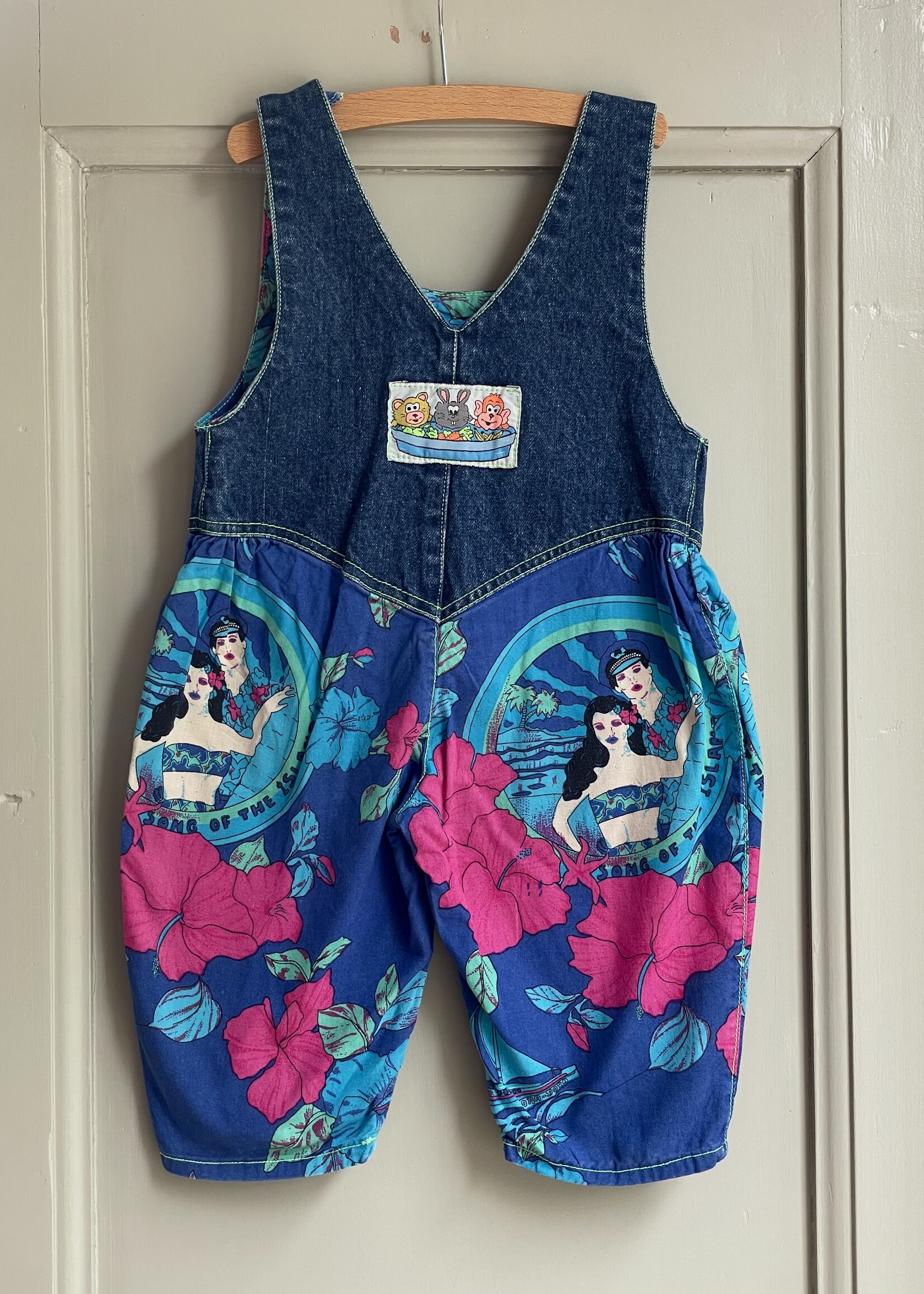 Vintage Denim Hawaiian Dungarees 12-18m