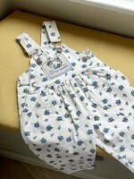 Vintage White denim Floral Dungarees 6m