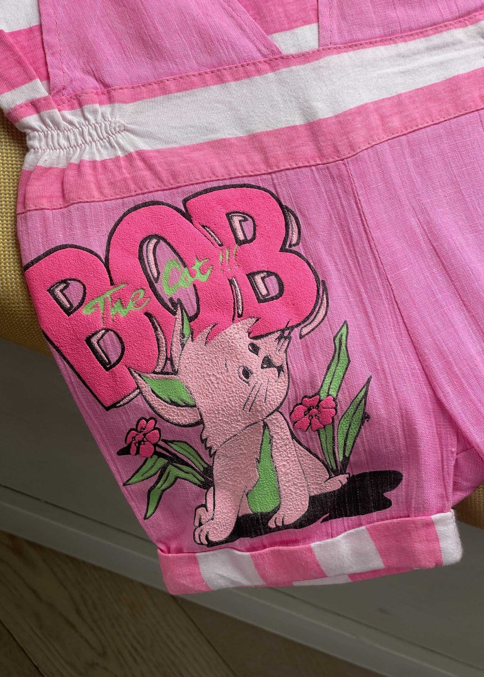 Vintage Pink Bob the Cat Playsuit 6m