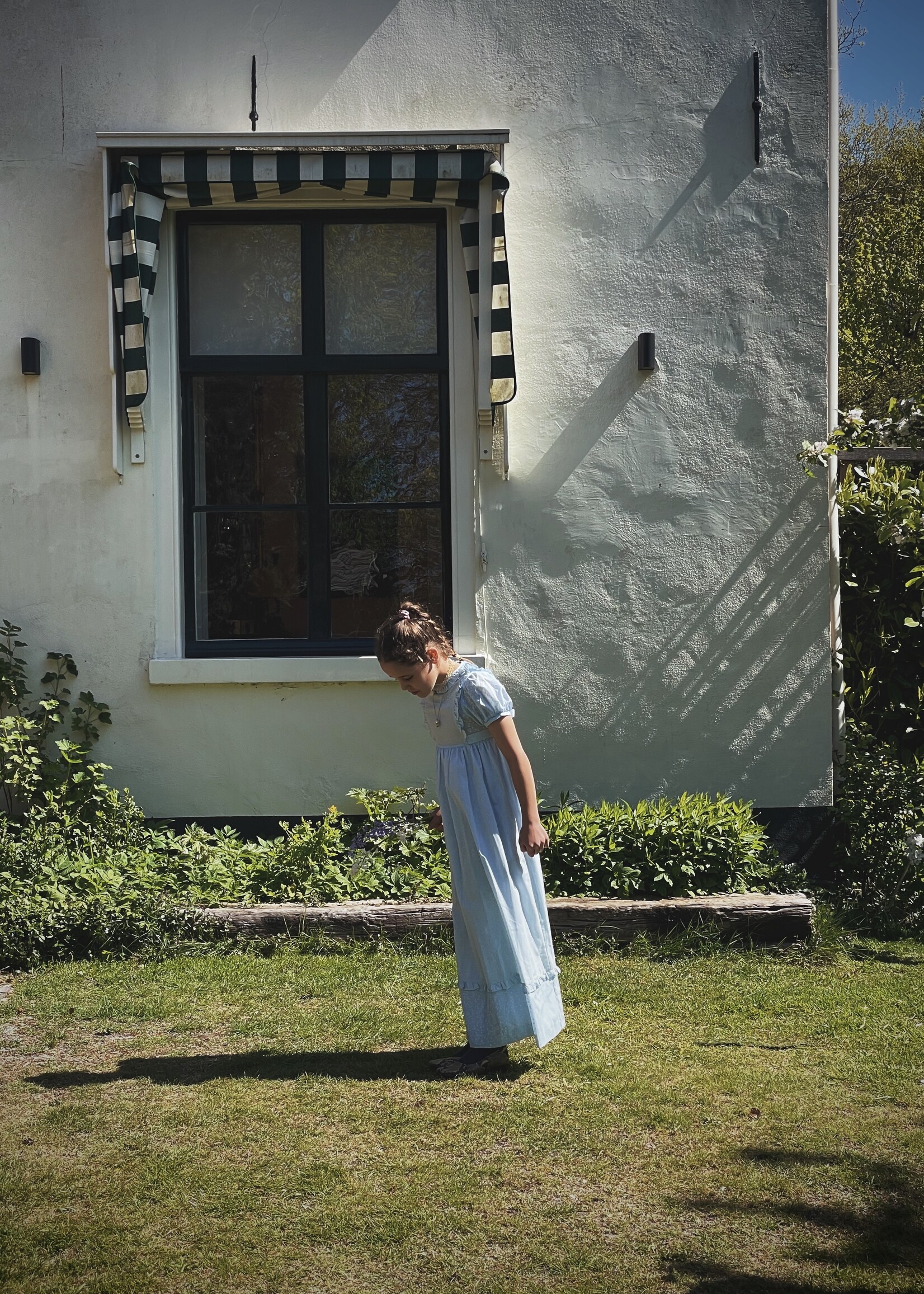 Vintage  Light blue floral maxi dress 9-10y