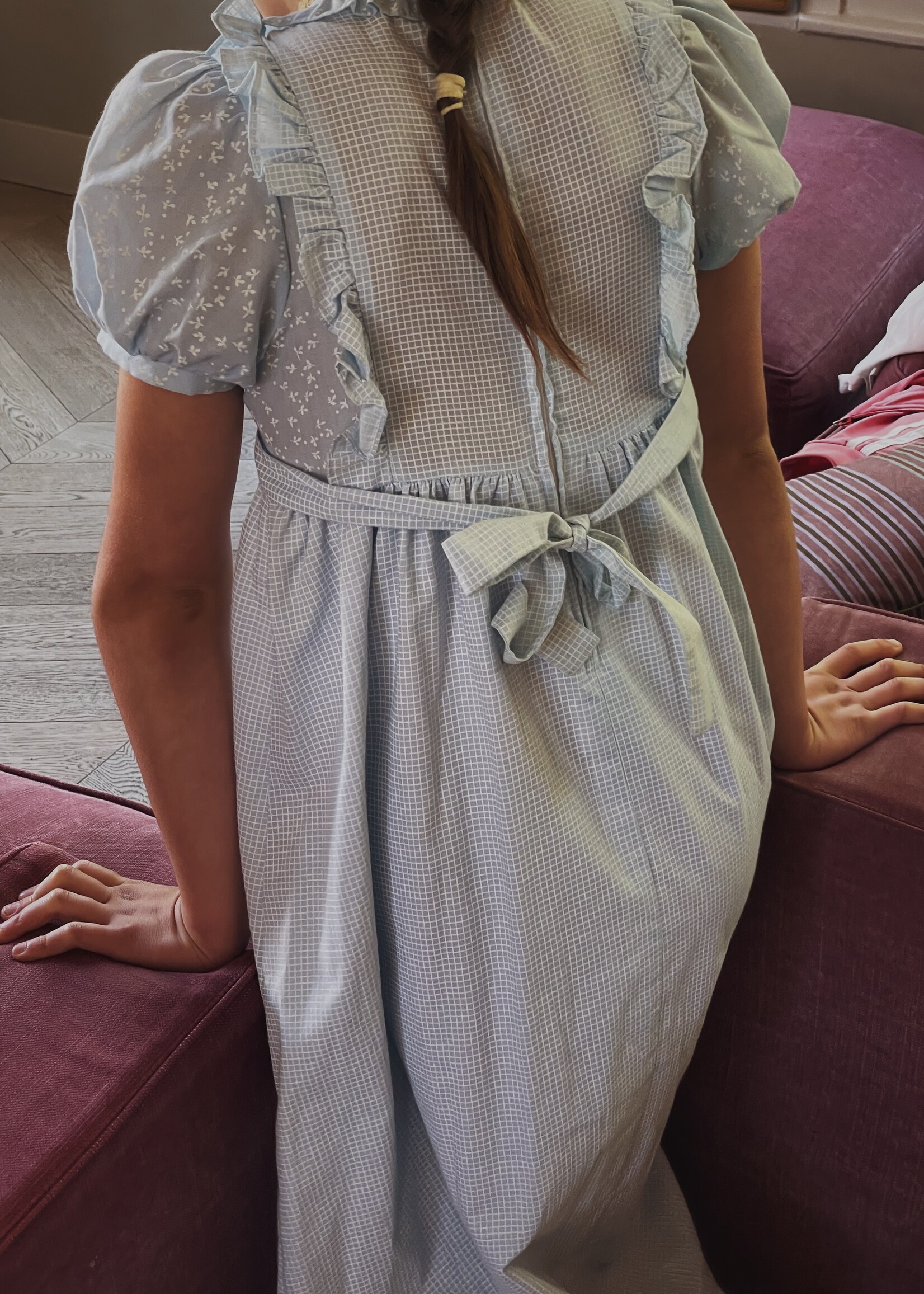 Vintage  Light blue floral maxi dress 9-10y