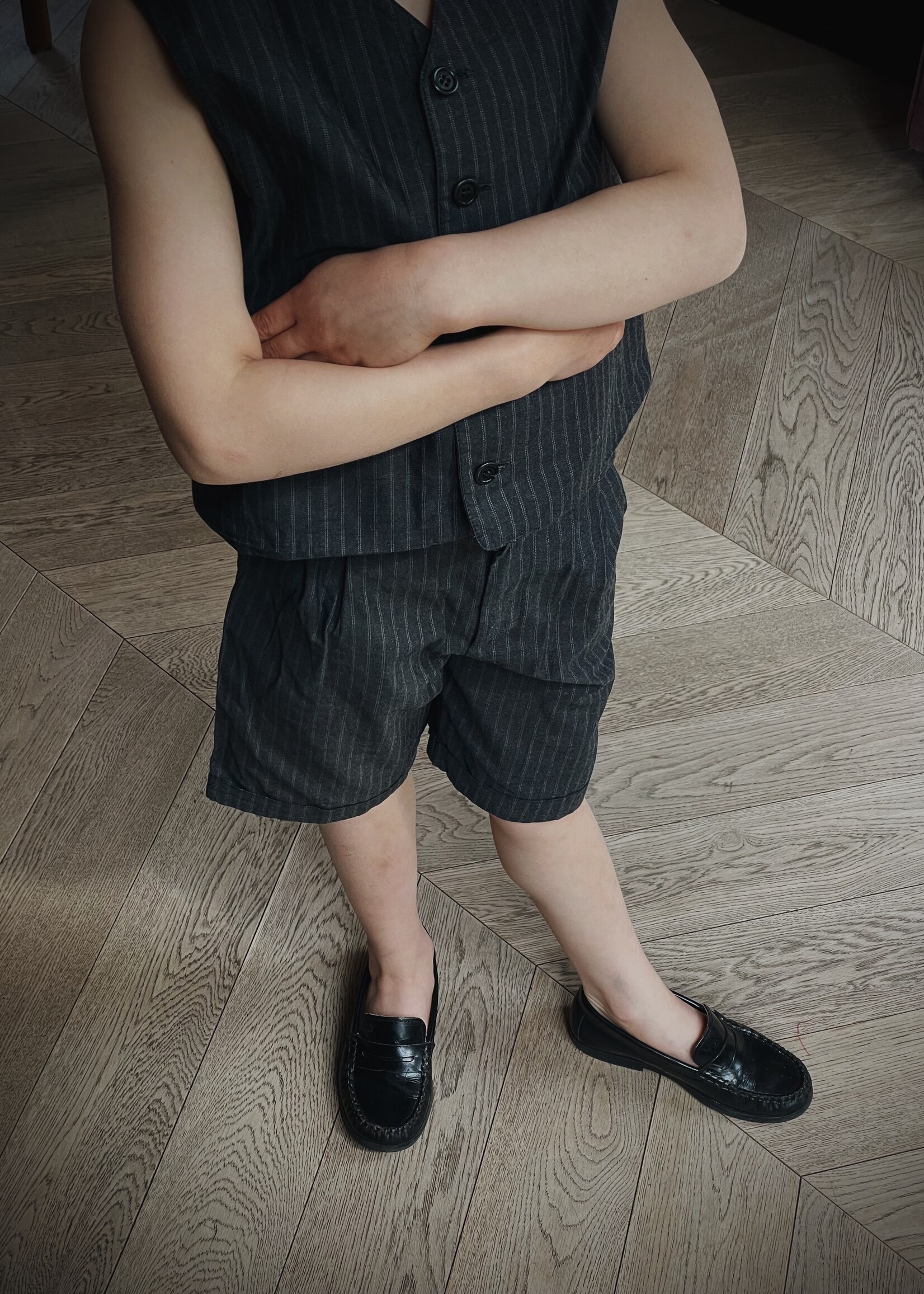 Vintage Charcoal Gray Pinstripe Suit 6-8y