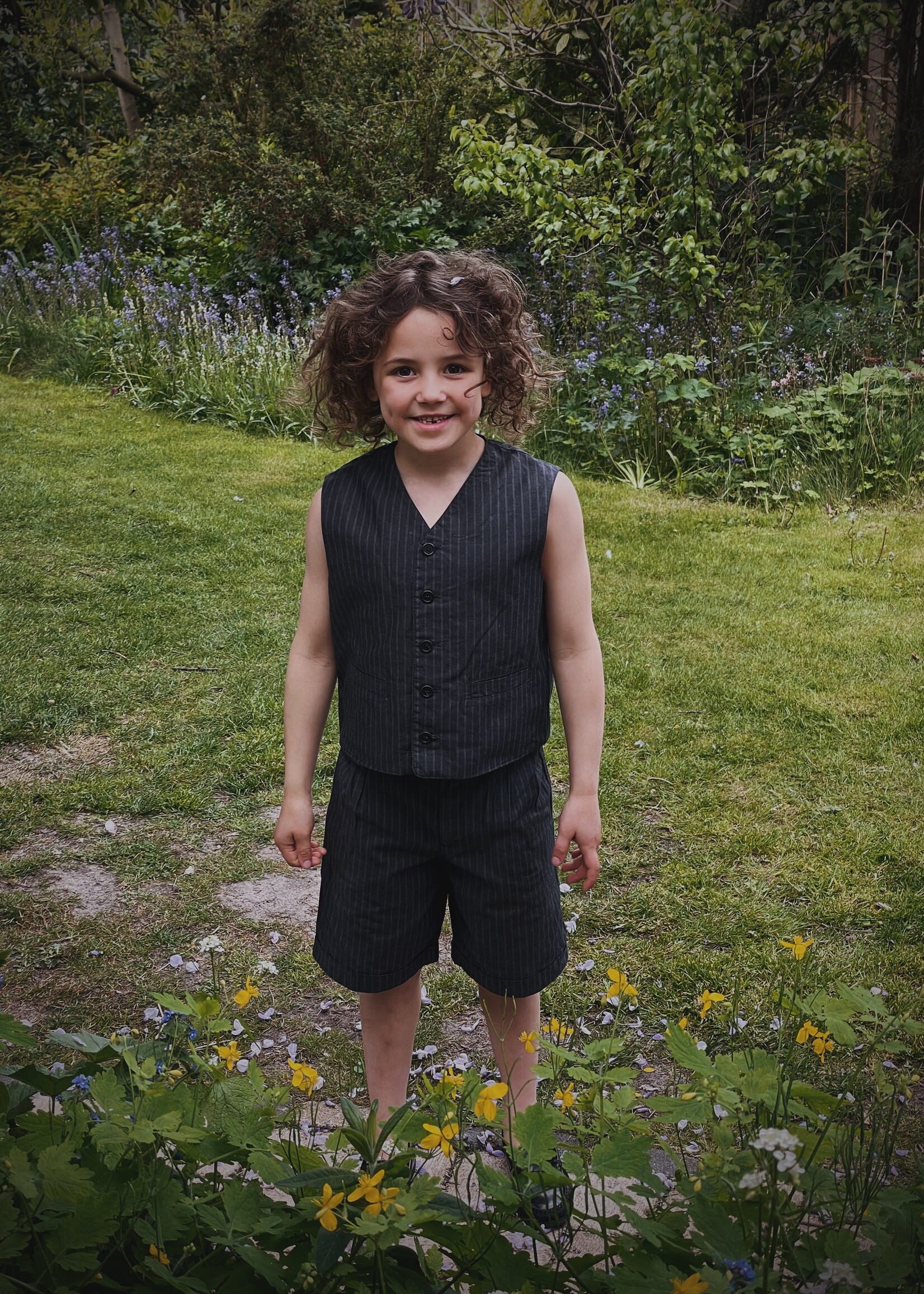 Vintage Charcoal Gray Pinstripe Suit 6-8y