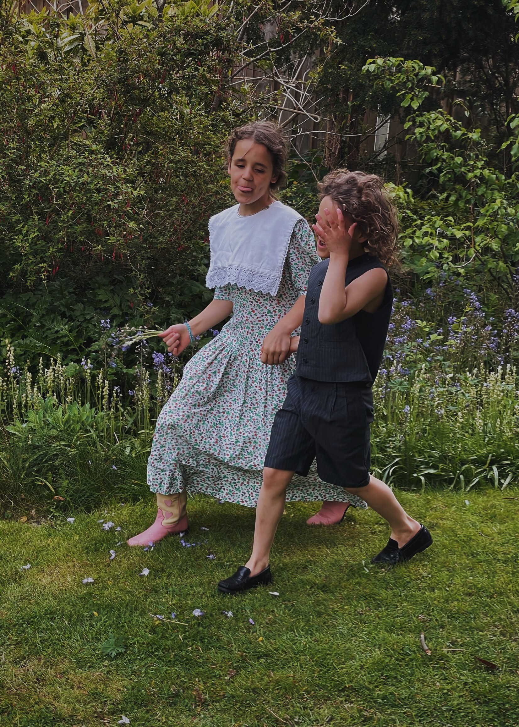 Vintage Charcoal Gray Pinstripe Suit 6-8y