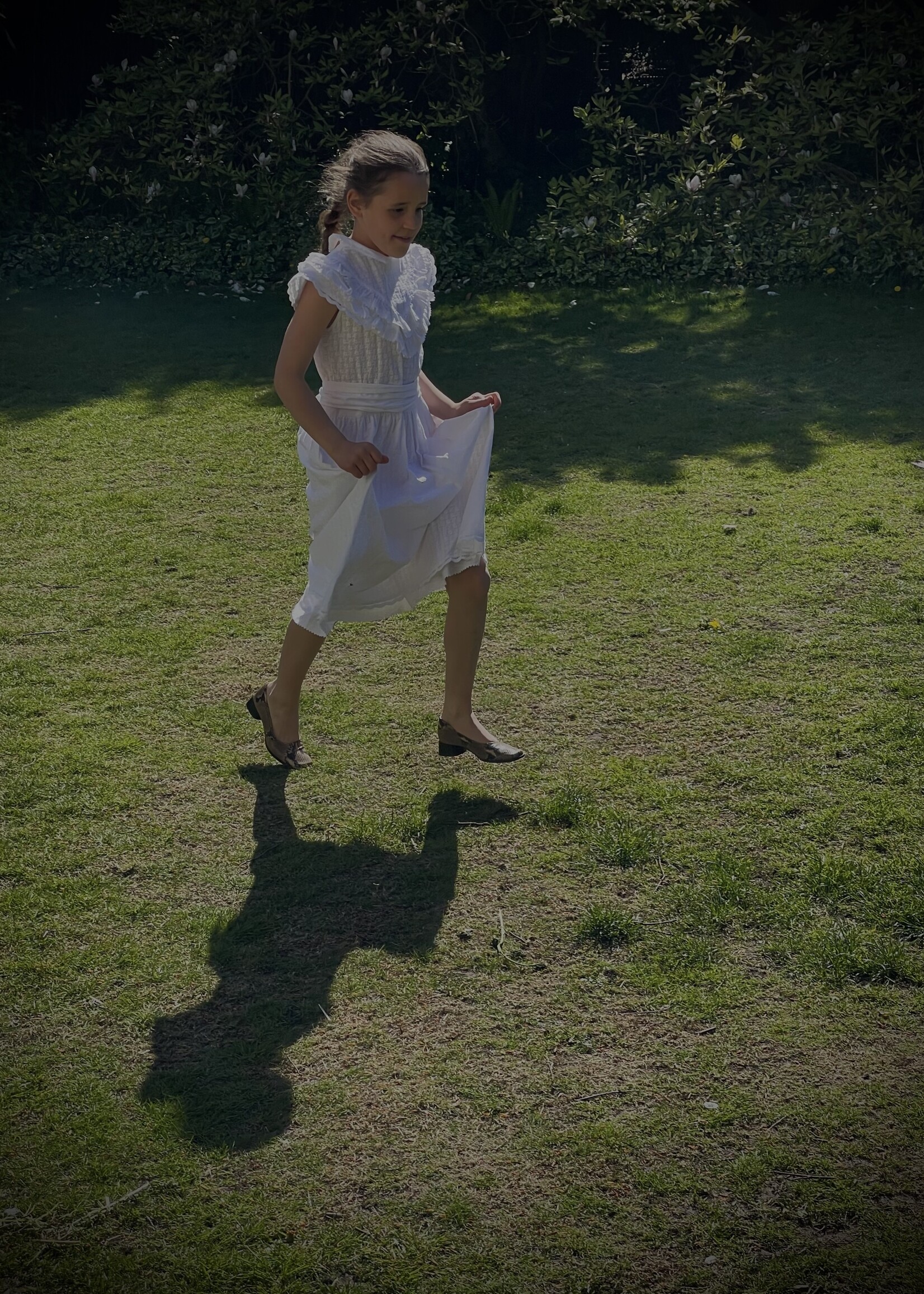 Handmade White Roses Dress 10y