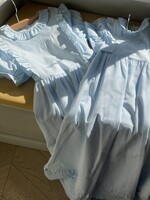 Vintage Light Blue Checked Floral Maxi Dress 4y